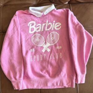 Barbie Pink and White Collar Sweatshirt